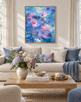 Exuberance framed canvas print in a light editorial interior