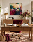 The Mother framed canvas print in a woman's office