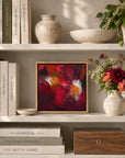 The Lover 12-inch oak float-framed canvas displayed on a bookcase by Nicola Bird