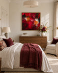 The Lover oak float-framed canvas print in a light-filled bedroom by Nicola Bird