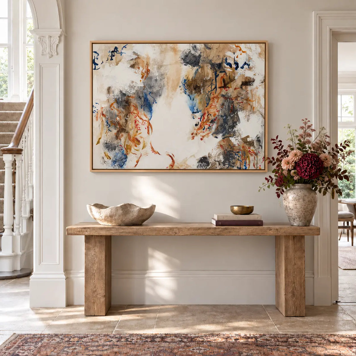 Autumn Beauty original artwork in a oak float frame — hallway | Nicola Bird