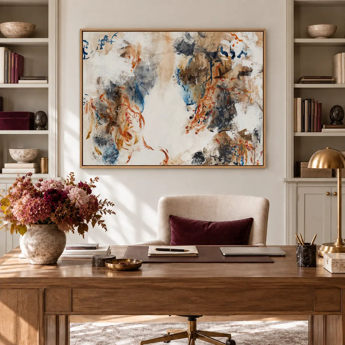 Autumn Beauty original artwork in a oak float frame — office | Nicola Bird