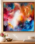 Beatrix original artwork, 20 × 20 inches, oak float frame — Light Editorial scene 01