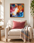 Beatrix original artwork, 20 × 20 inches, oak float frame — Light Editorial scene 02