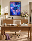 Bold framed canvas print in a woman's office