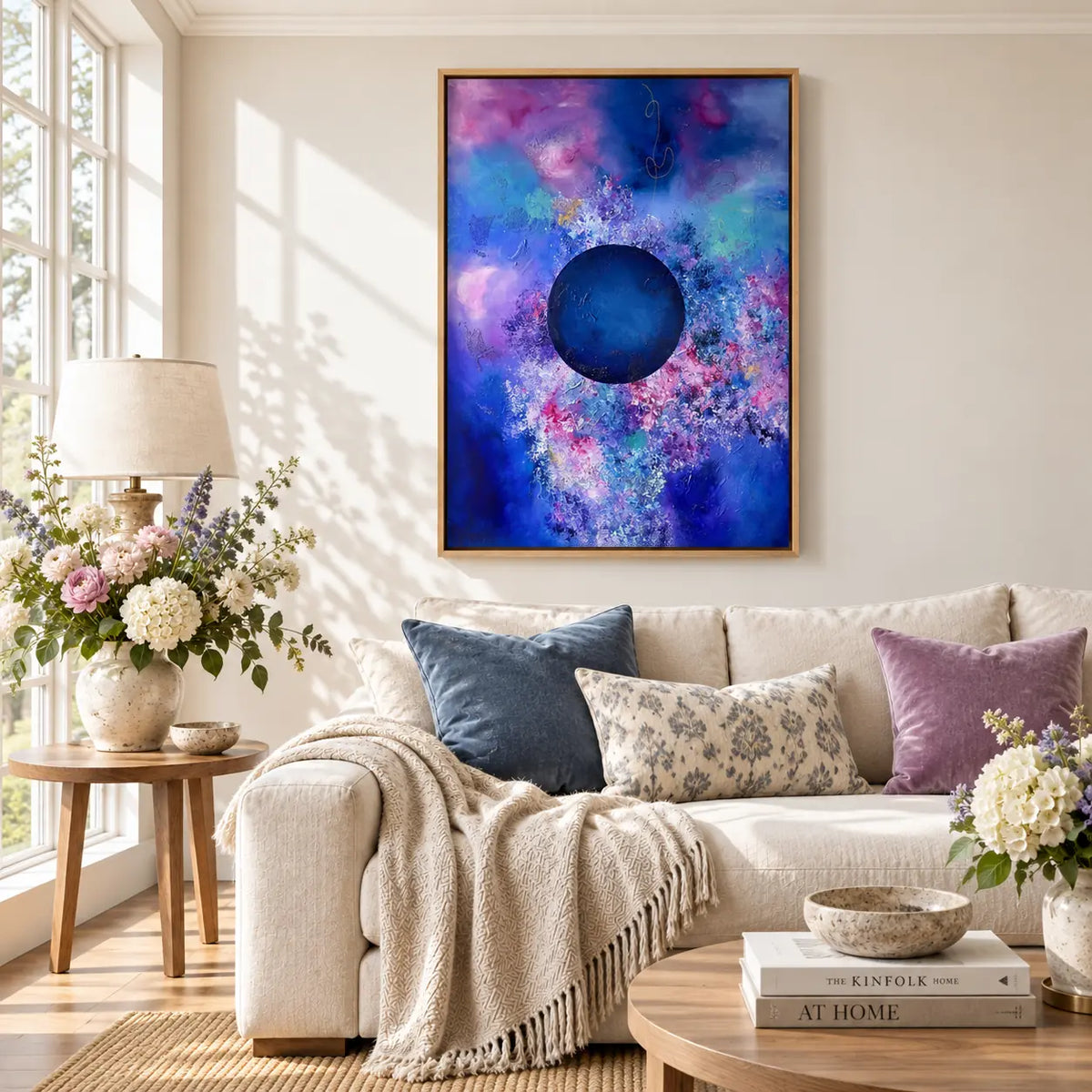 Bold framed canvas print – living room close-up