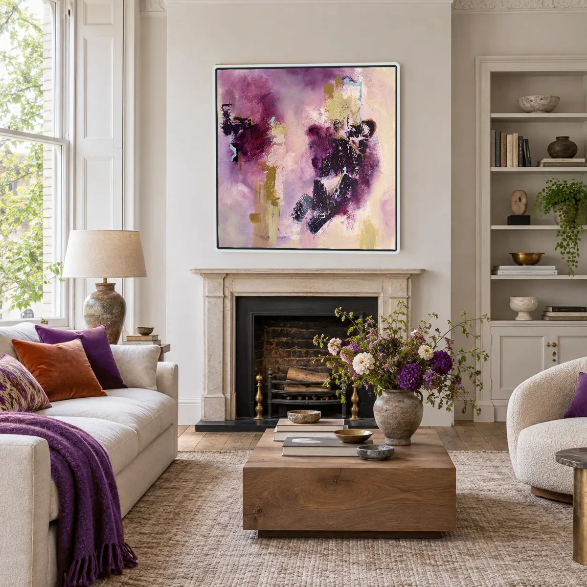 Connection original artwork in a white float frame — living room | Nicola Bird