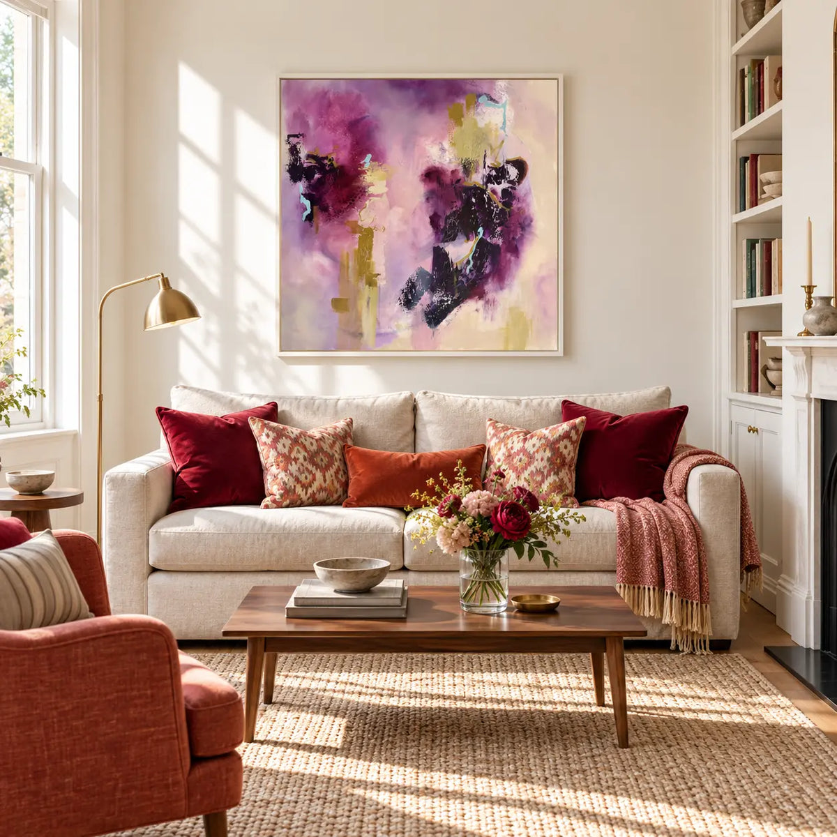 Connection original artwork in a white float frame — living room | Nicola Bird