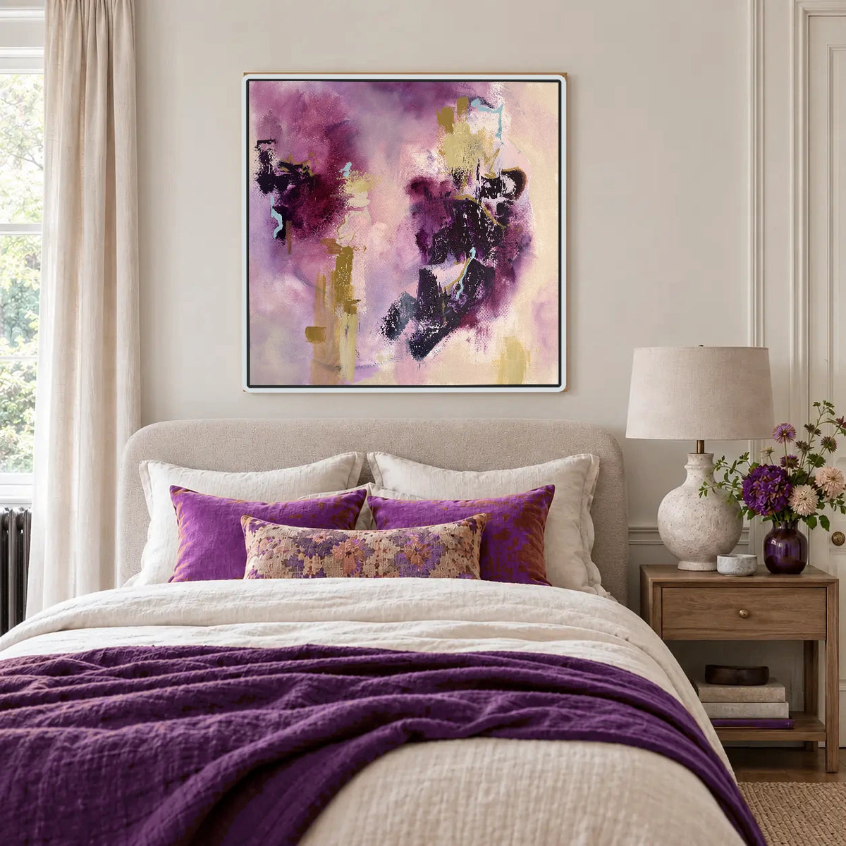 Connection original artwork in a white float frame — bedroom | Nicola Bird