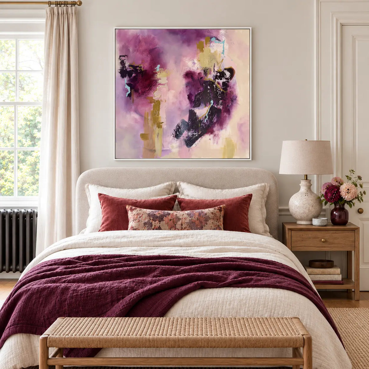 Connection original artwork in a white float frame — bedroom | Nicola Bird