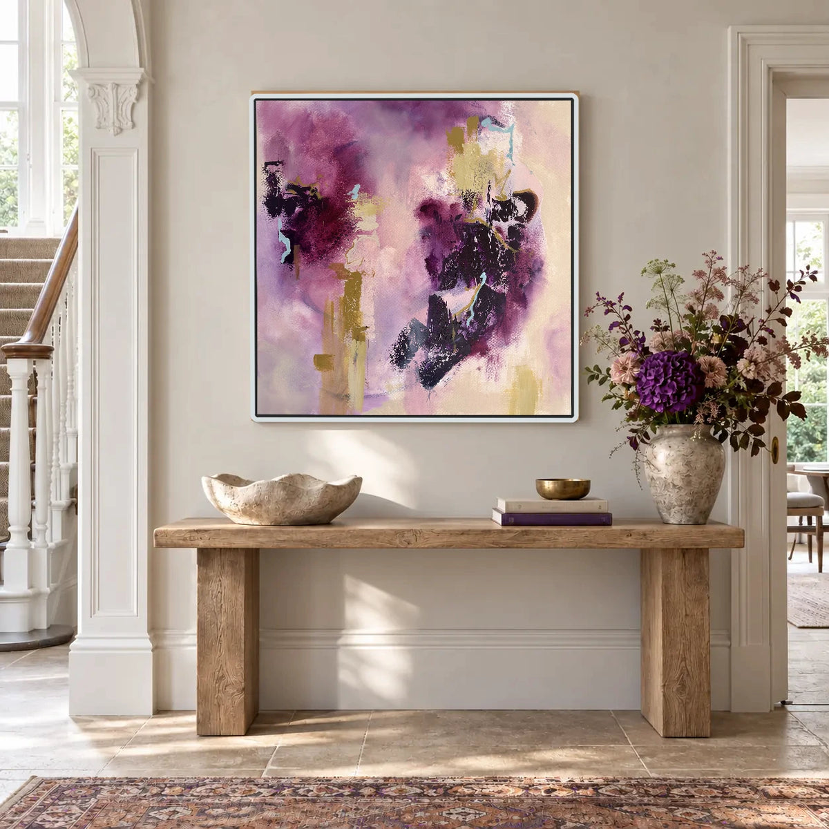 Connection original artwork in a white float frame — hallway | Nicola Bird