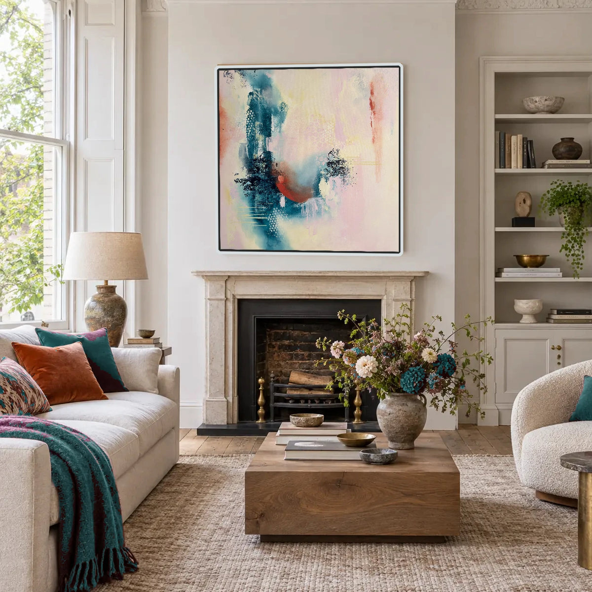 Courage original artwork in a white float frame — living room | Nicola Bird