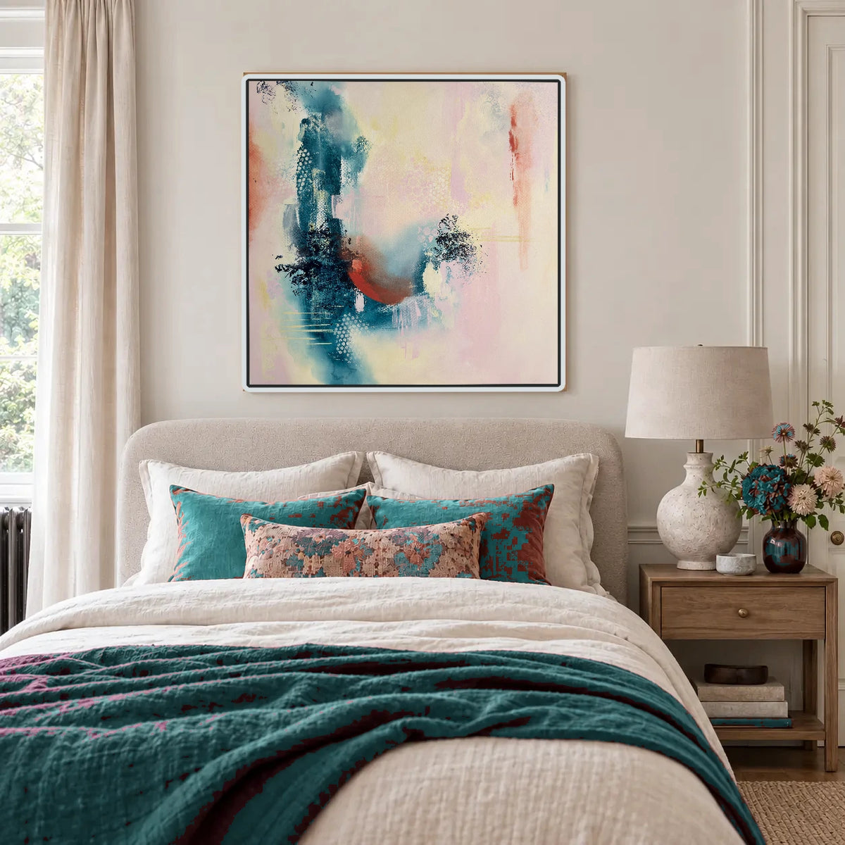 Courage original artwork in a white float frame — bedroom | Nicola Bird