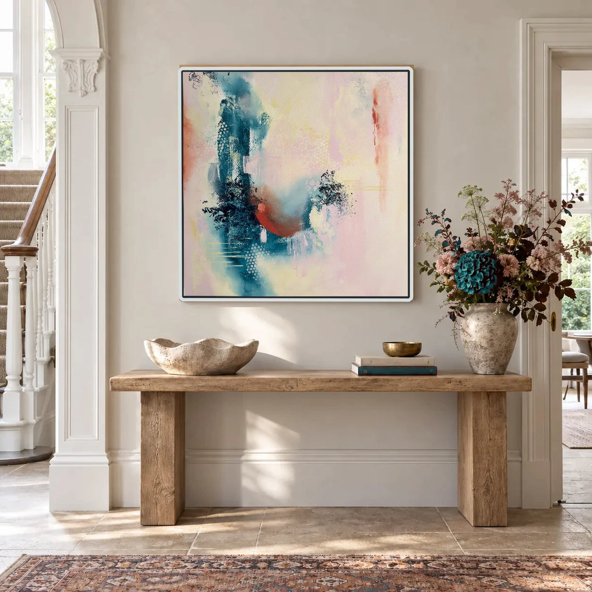 Courage original artwork in a white float frame — hallway | Nicola Bird
