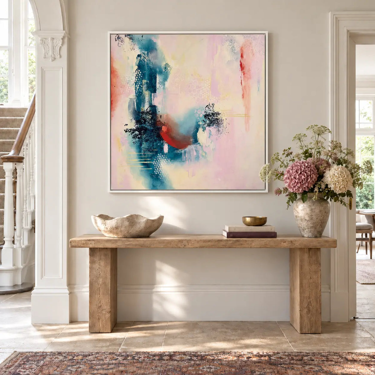 Courage original artwork in a white float frame — hallway | Nicola Bird
