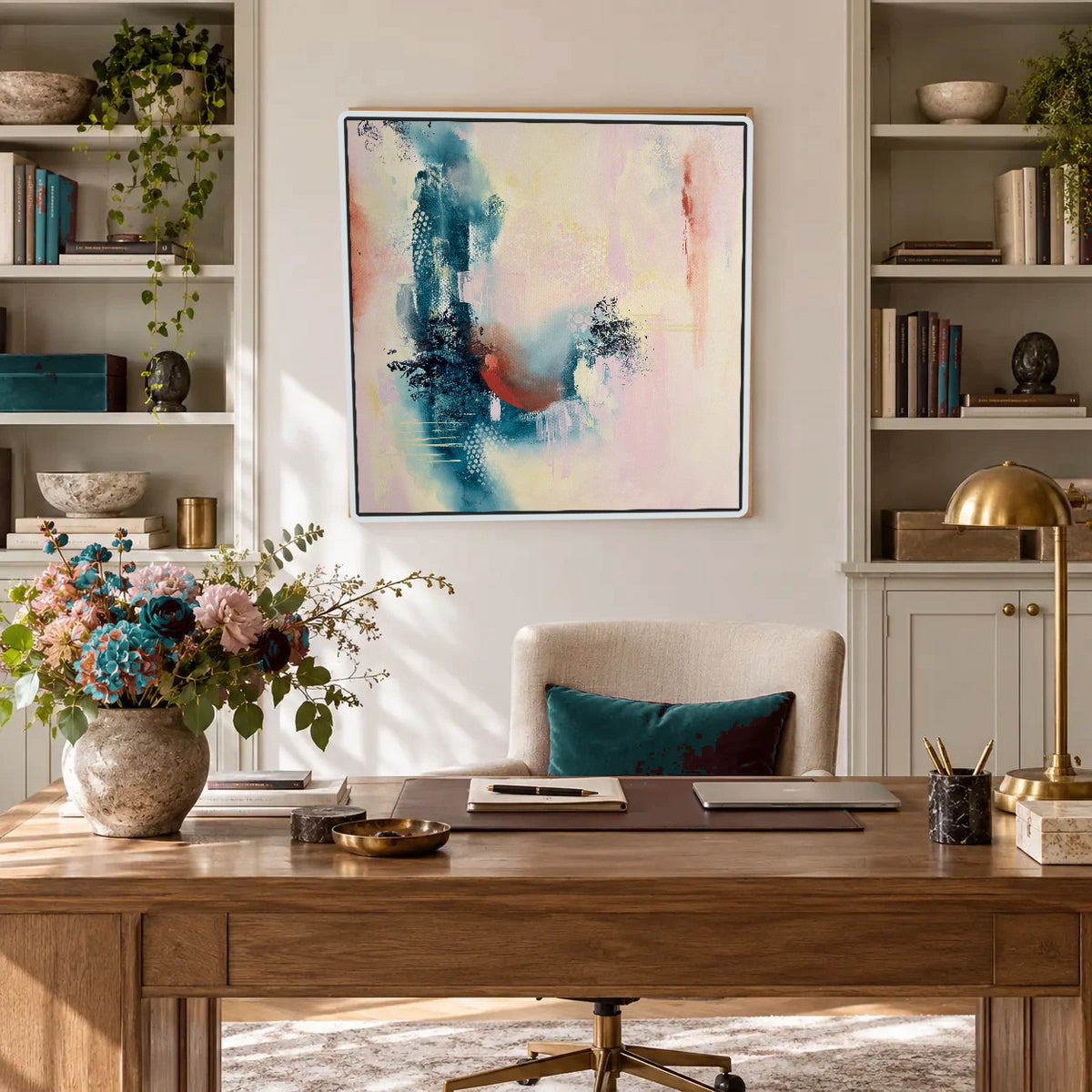 Courage original artwork in a white float frame — office | Nicola Bird