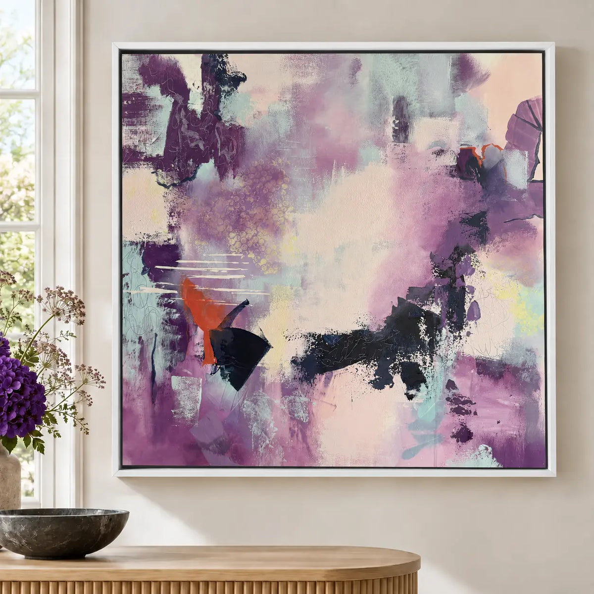 Curiosity original artwork in a premium white float frame — cropped hero | Nicola Bird