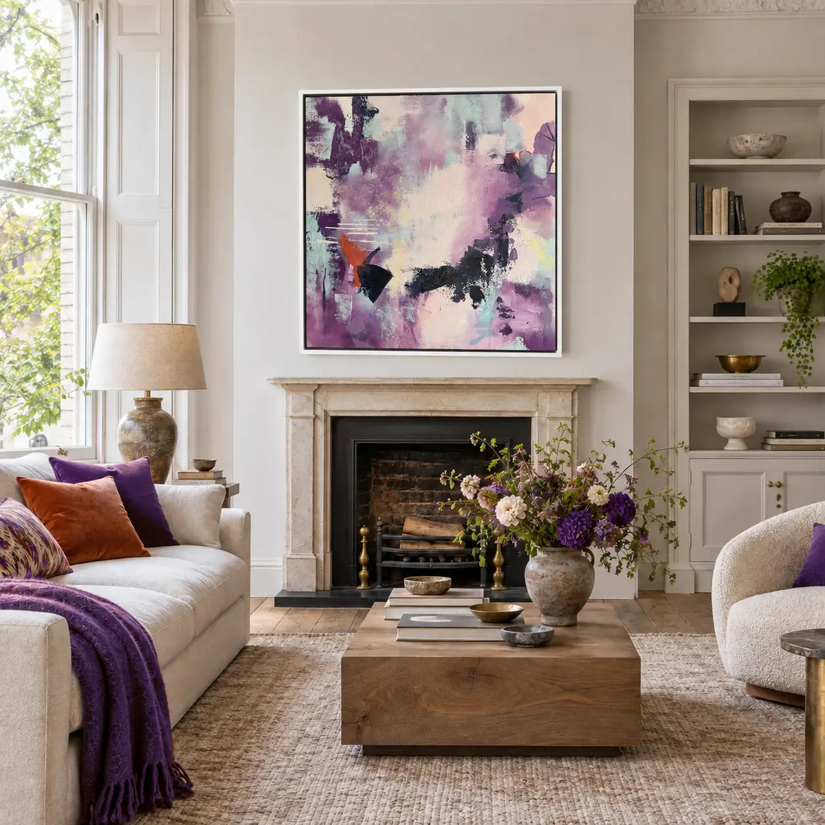 Curiosity original artwork in a premium white float frame — living room | Nicola Bird