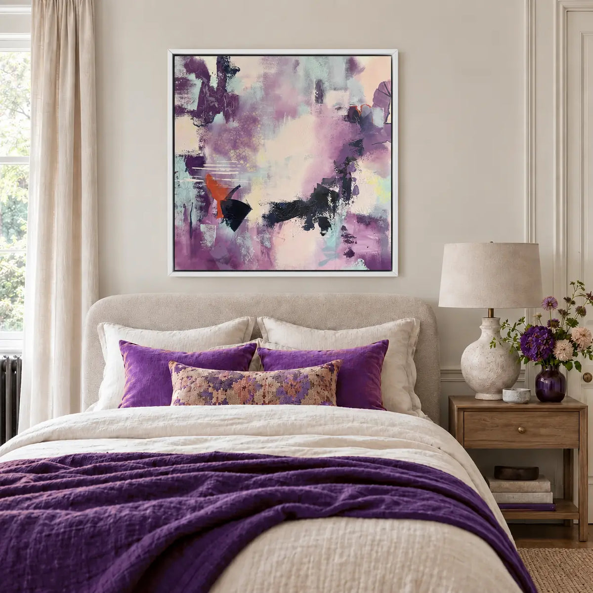 Curiosity original artwork in a premium white float frame — bedroom | Nicola Bird