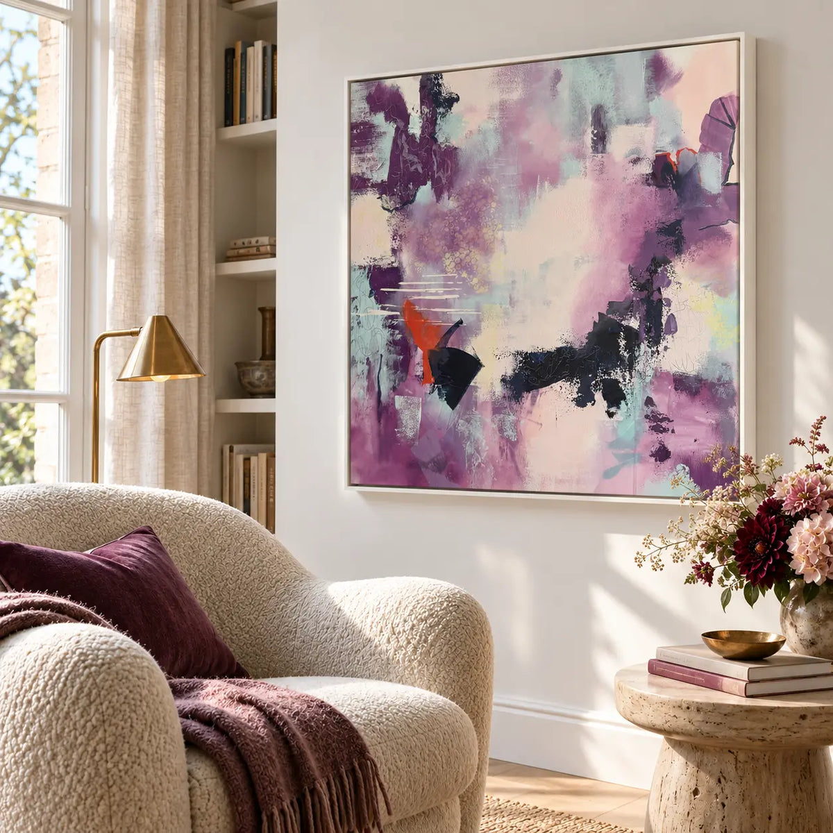 Curiosity original artwork in a white float frame — reading nook | Nicola Bird