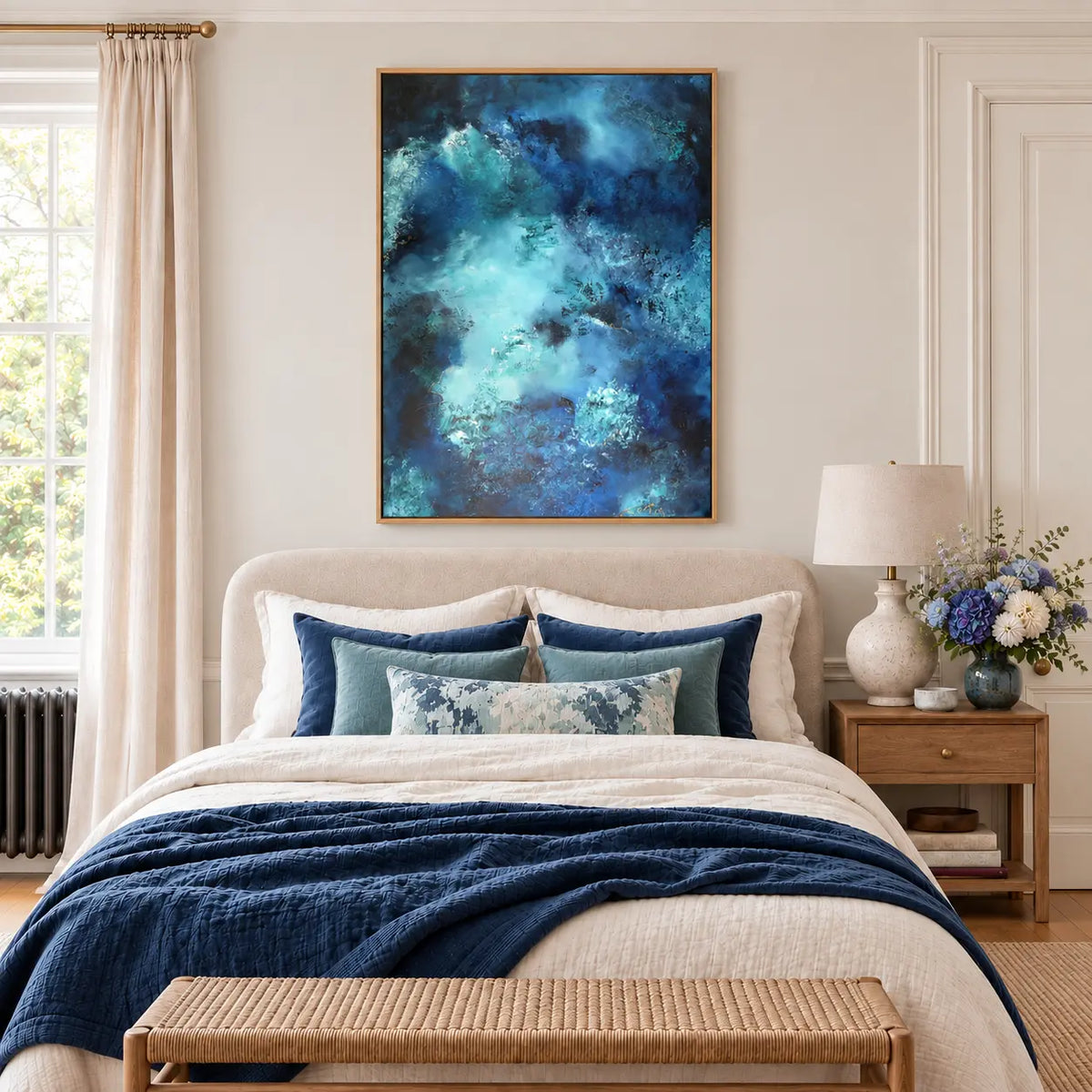 Durga original artwork in a oak float frame — bedroom | Nicola Bird