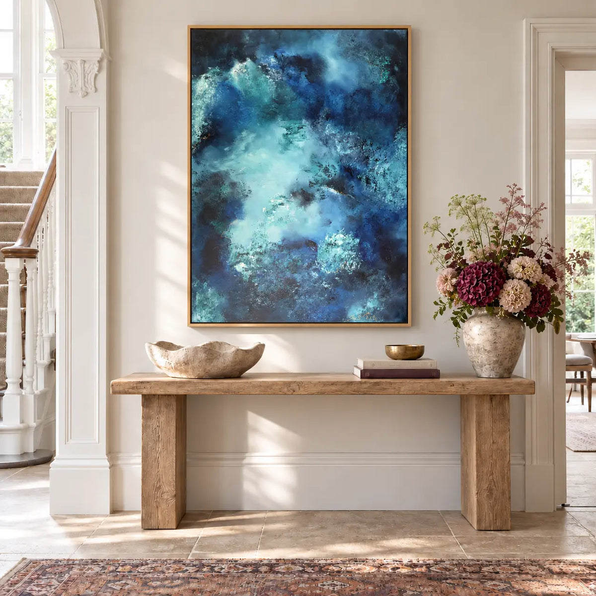 Durga original artwork in an oak float frame — hallway | Nicola Bird