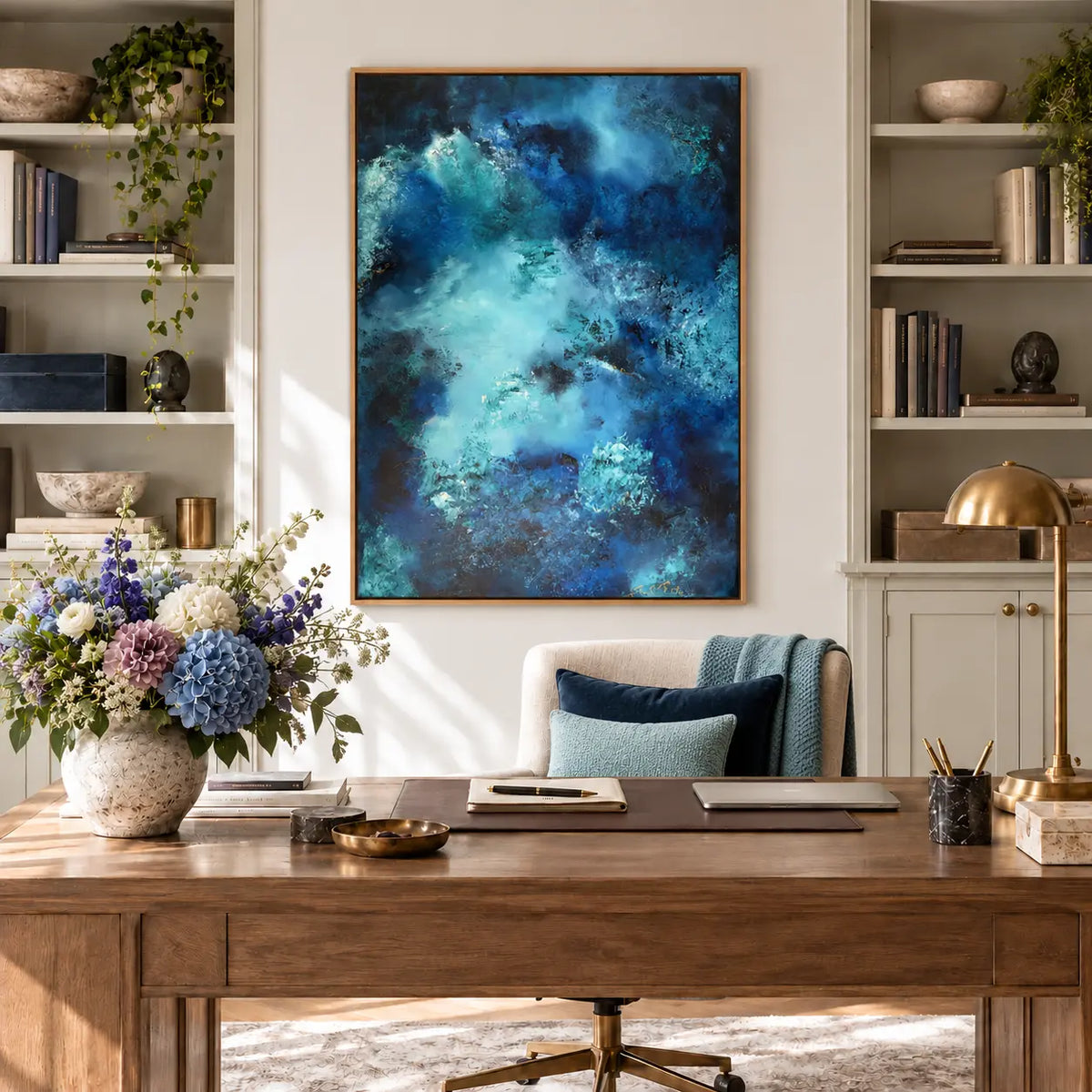 Durga original artwork in a oak float frame — office | Nicola Bird