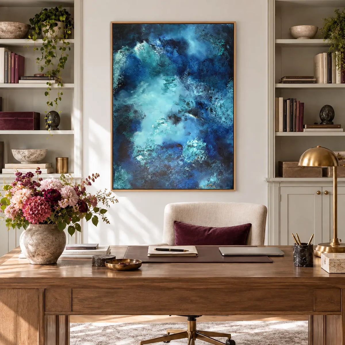 Durga original artwork in an oak float frame — office | Nicola Bird