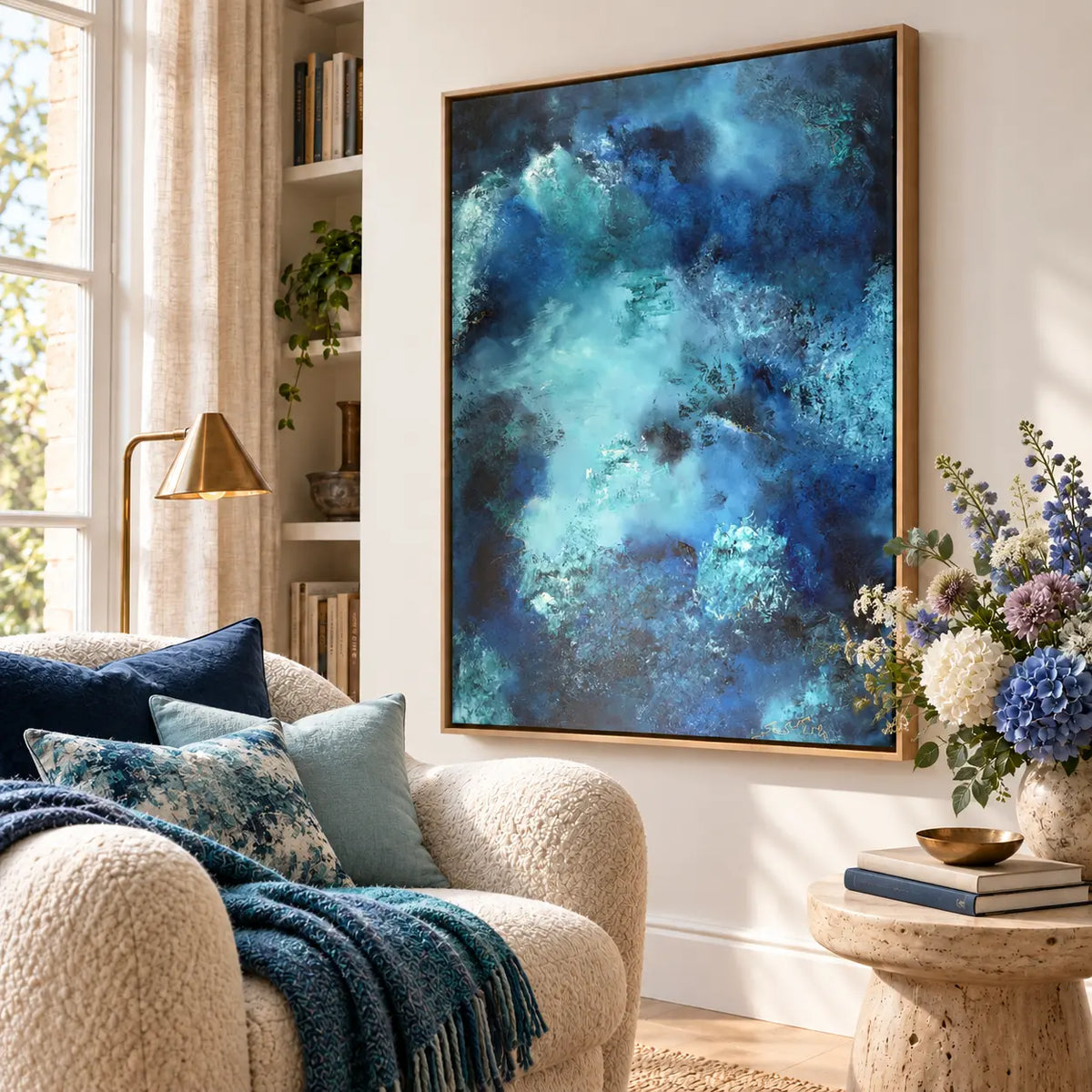 Durga original artwork in a oak float frame — reading nook | Nicola Bird