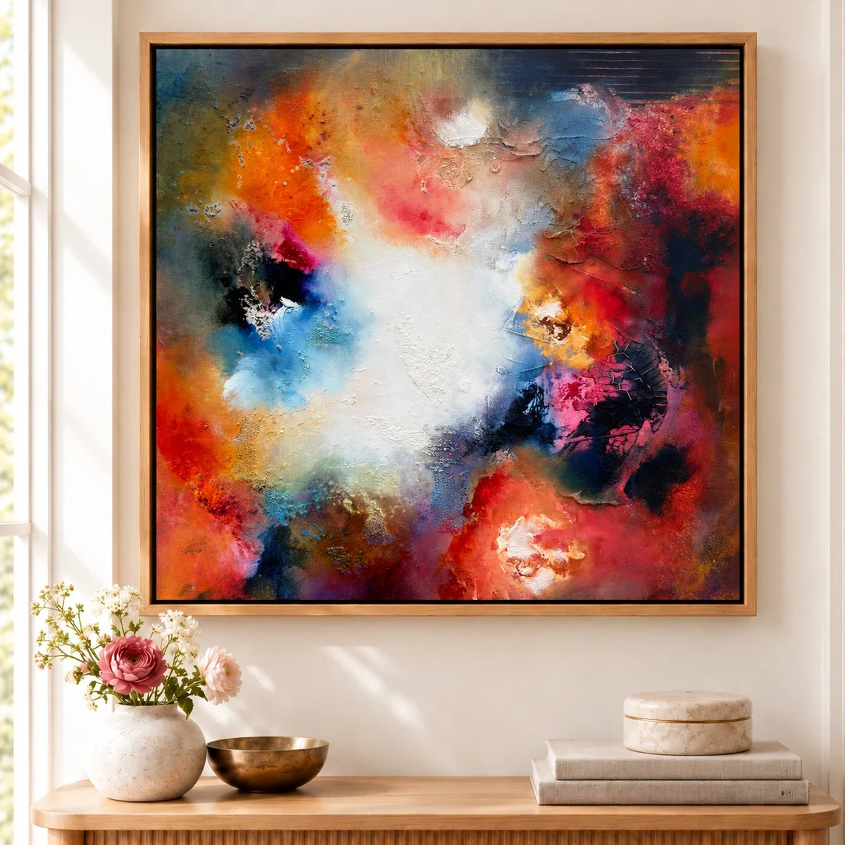 Florence original artwork — 20 × 20 inches, oak float frame, scene 01