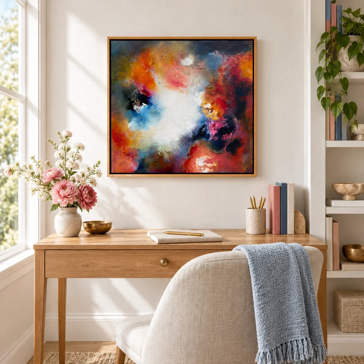 Florence original artwork — 20 × 20 inches, oak float frame, scene 05