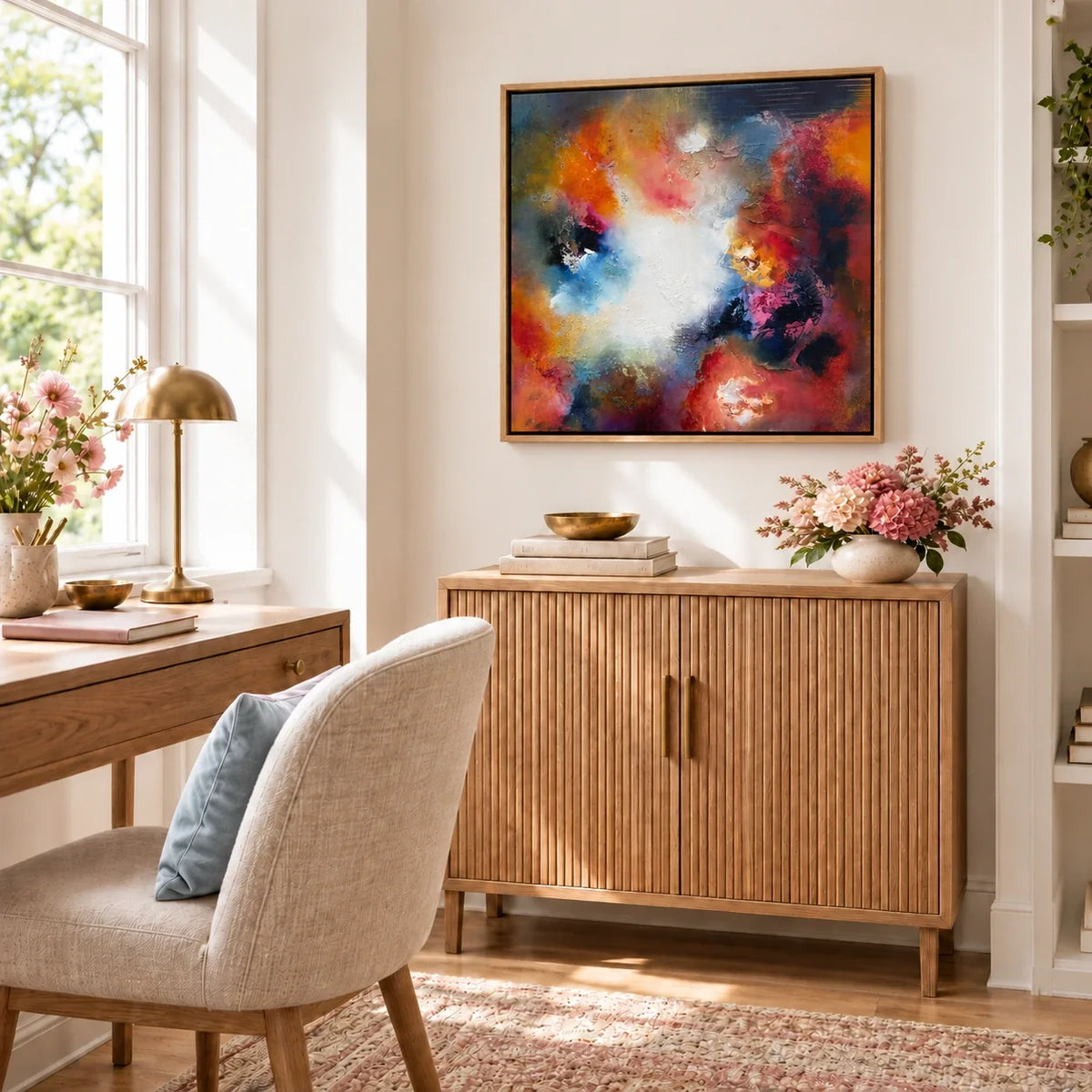 Florence original artwork — 20 × 20 inches, oak float frame, scene 08