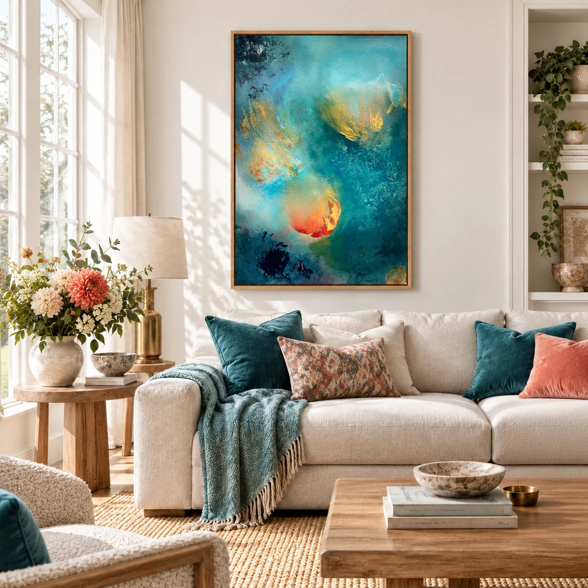 Freyja framed canvas print – living room close-up