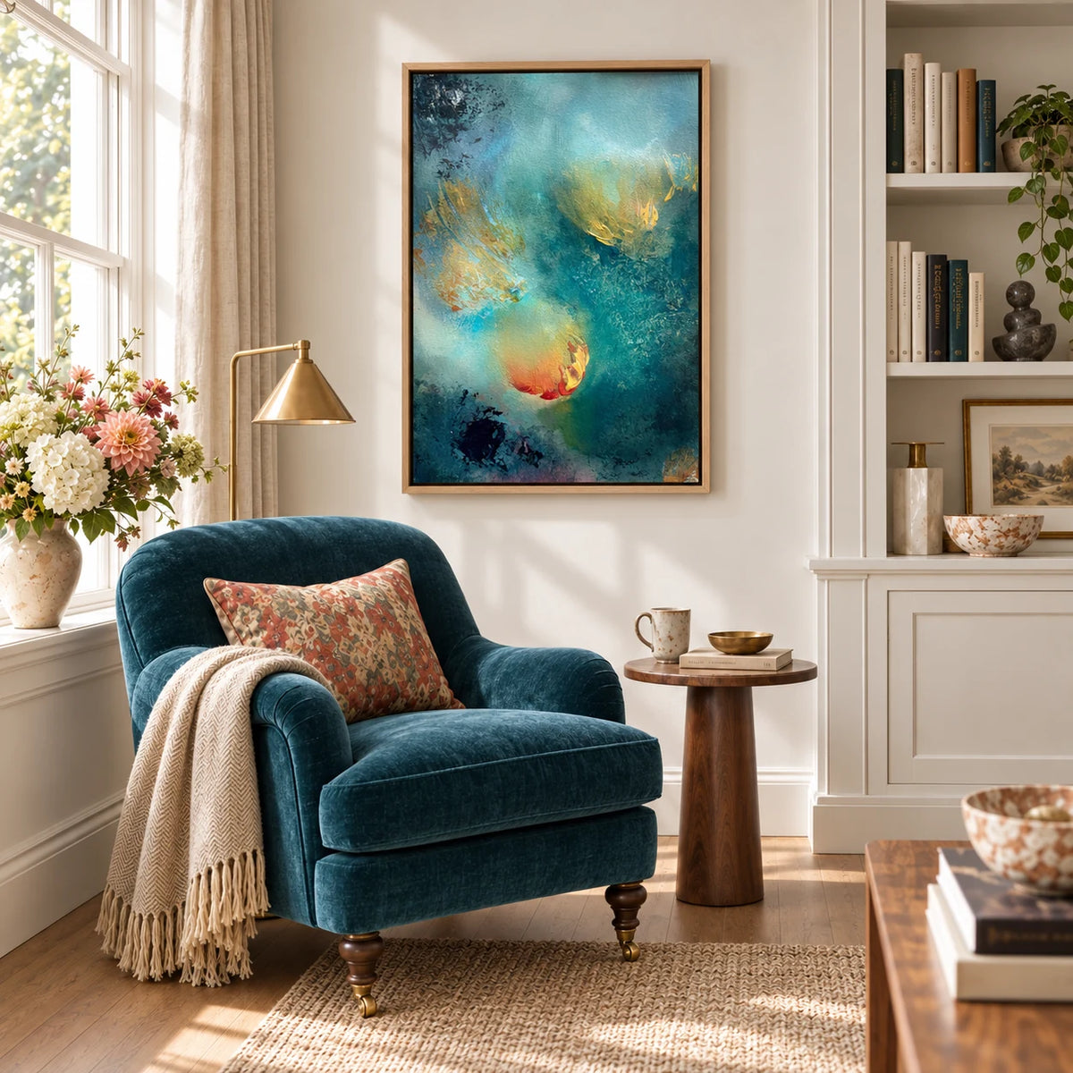 Freyja framed canvas print – reading nook