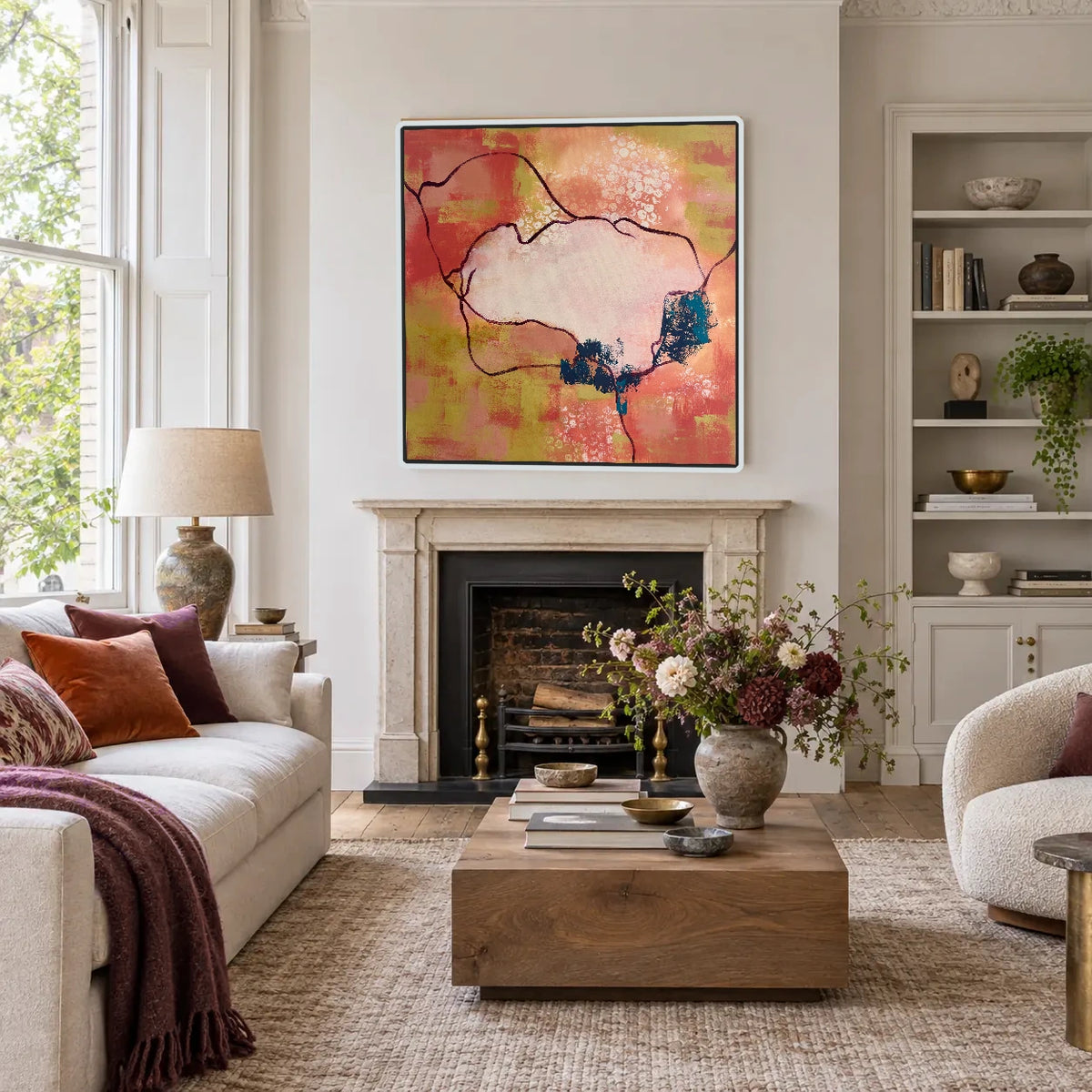 Impact original artwork in a white float frame — living room | Nicola Bird