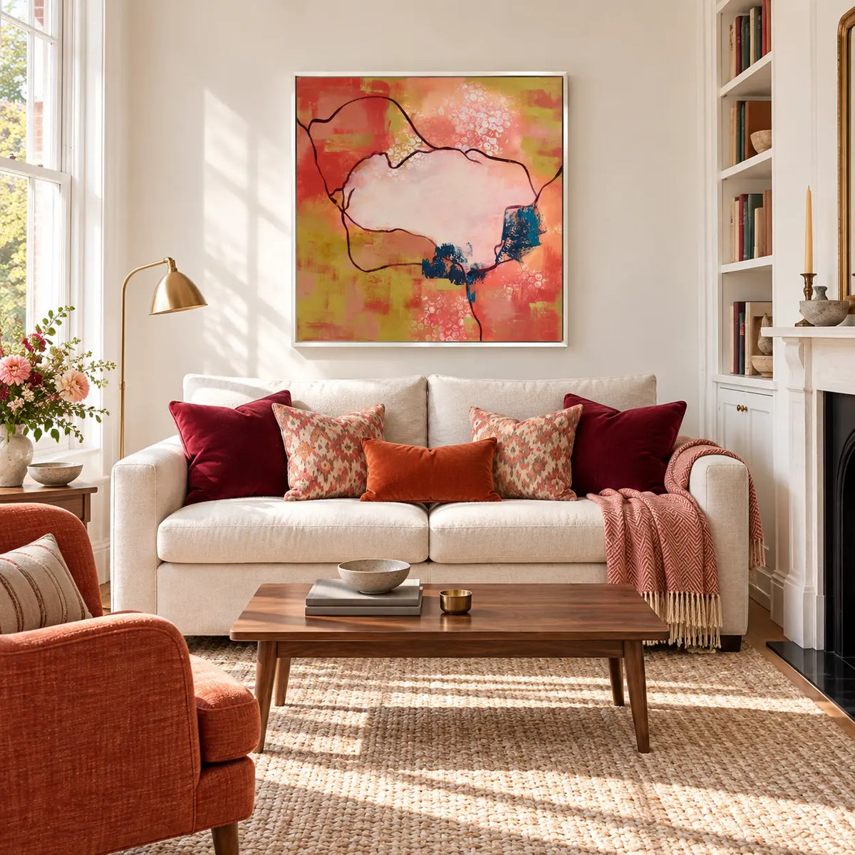 Impact original artwork in a white float frame — living room | Nicola Bird