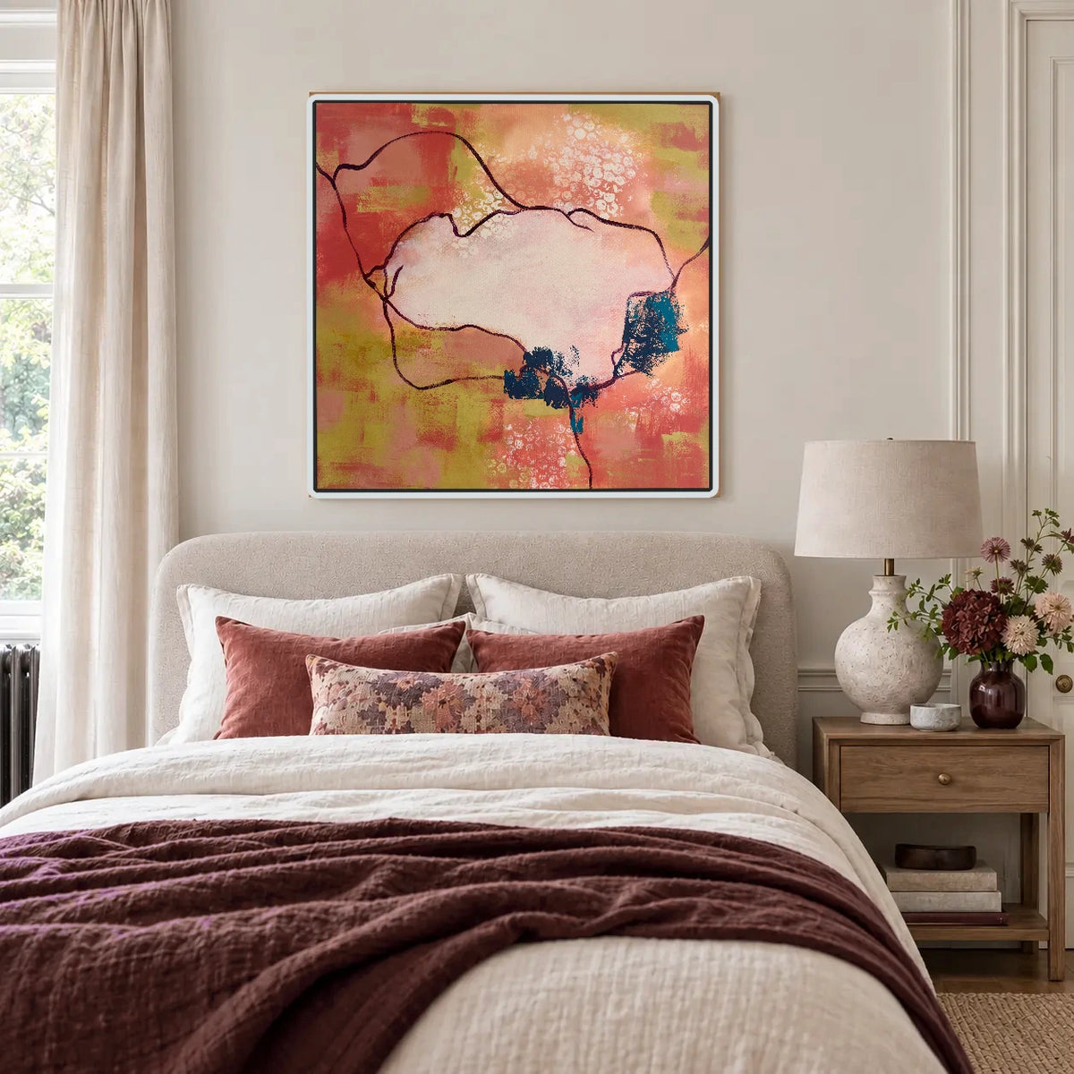 Impact original artwork in a white float frame — bedroom | Nicola Bird