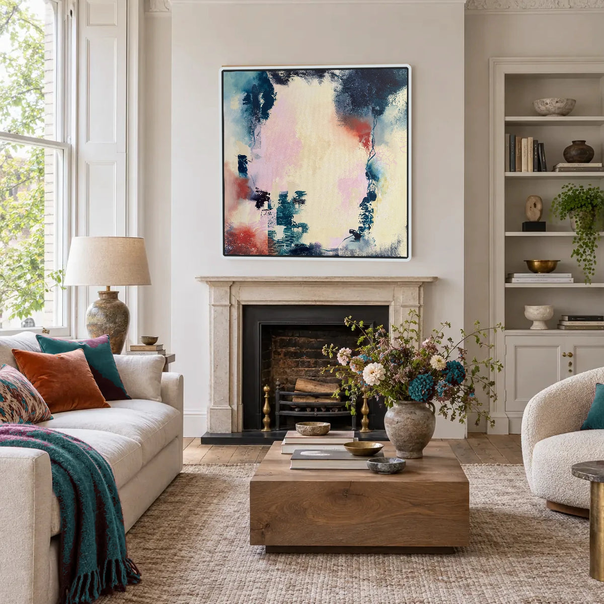 Inclusion original artwork in a white float frame — living room | Nicola Bird