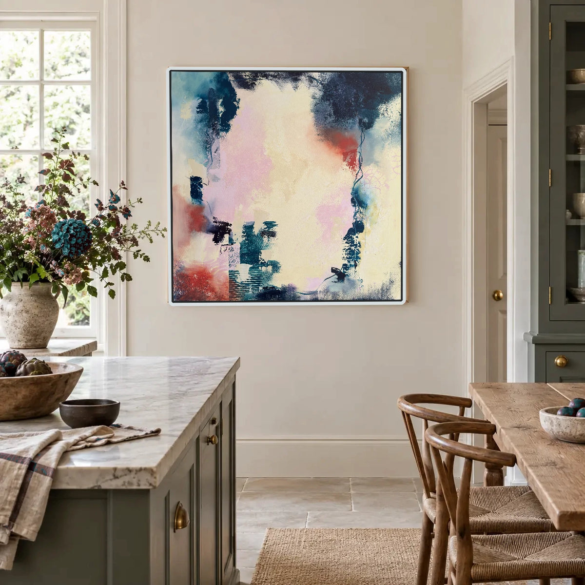 Inclusion original artwork in a white float frame — kitchen | Nicola Bird