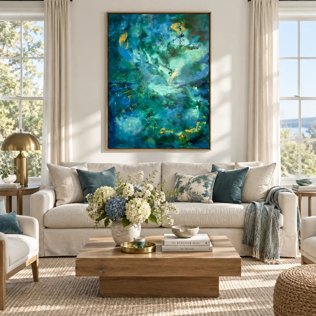Kymopoleia framed canvas print in a light editorial interior