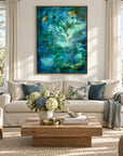 Kymopoleia framed canvas print in a light editorial interior