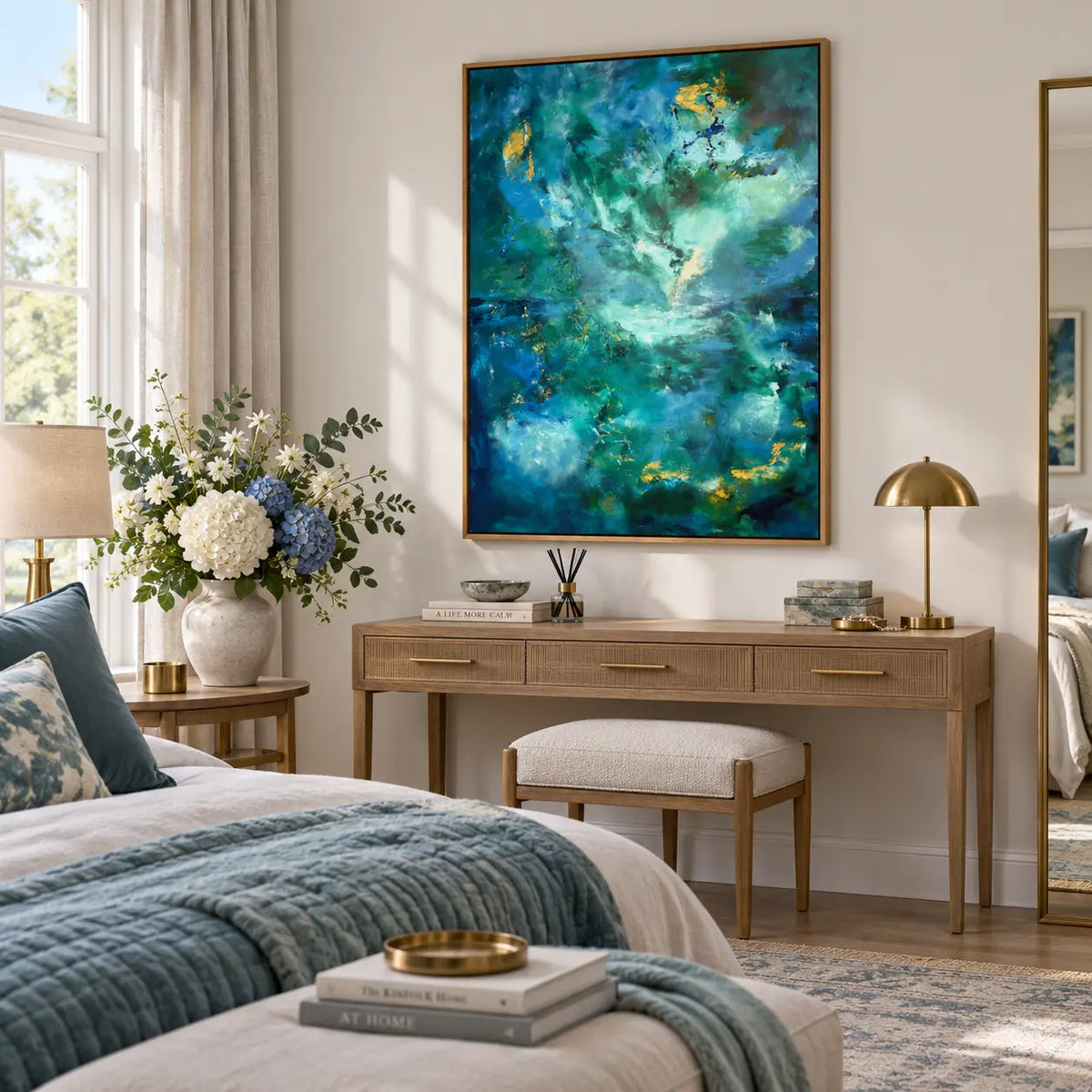 Kymopoleia framed canvas print in a light editorial interior