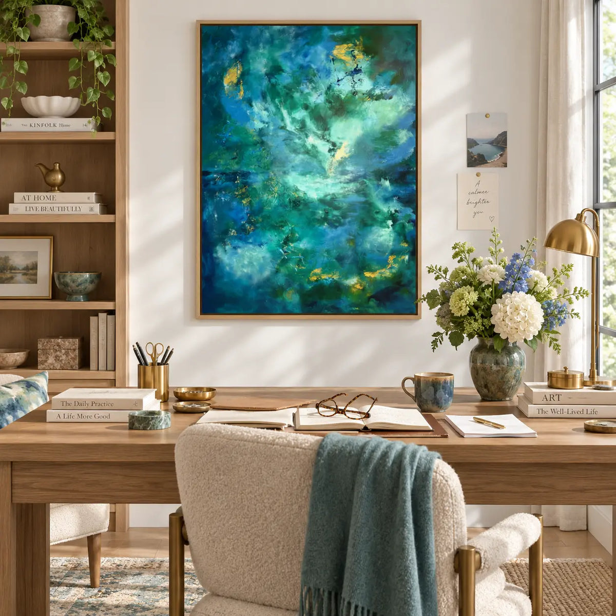 Kymopoleia framed canvas print in a light editorial interior