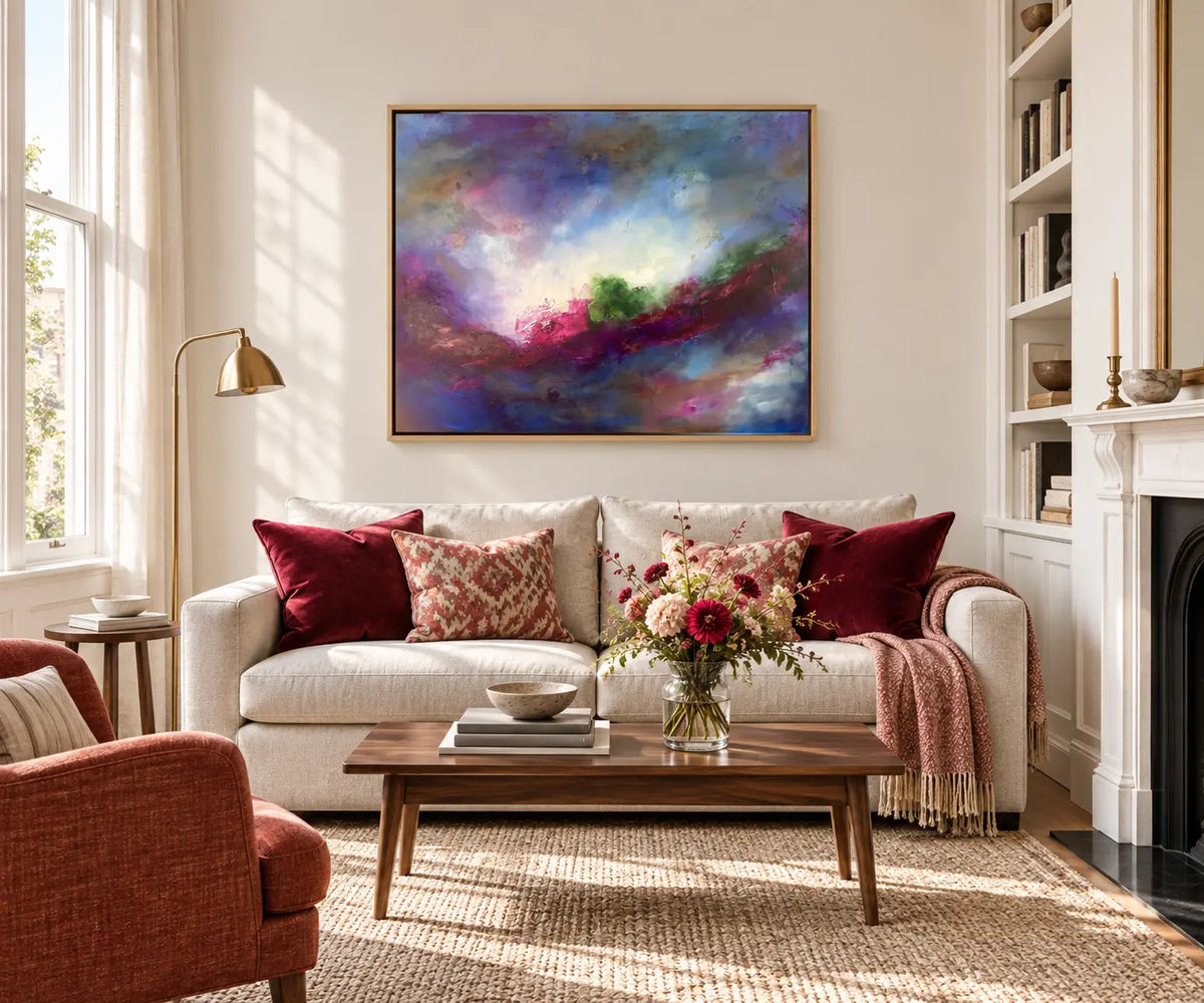 Moody Bitch original artwork in a oak float frame — living room | Nicola Bird