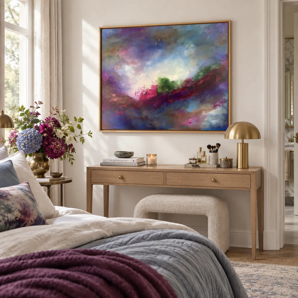 Moody Bitch framed canvas print in a light editorial interior