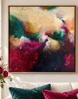 The Mother framed canvas print in oak float frame – close-up