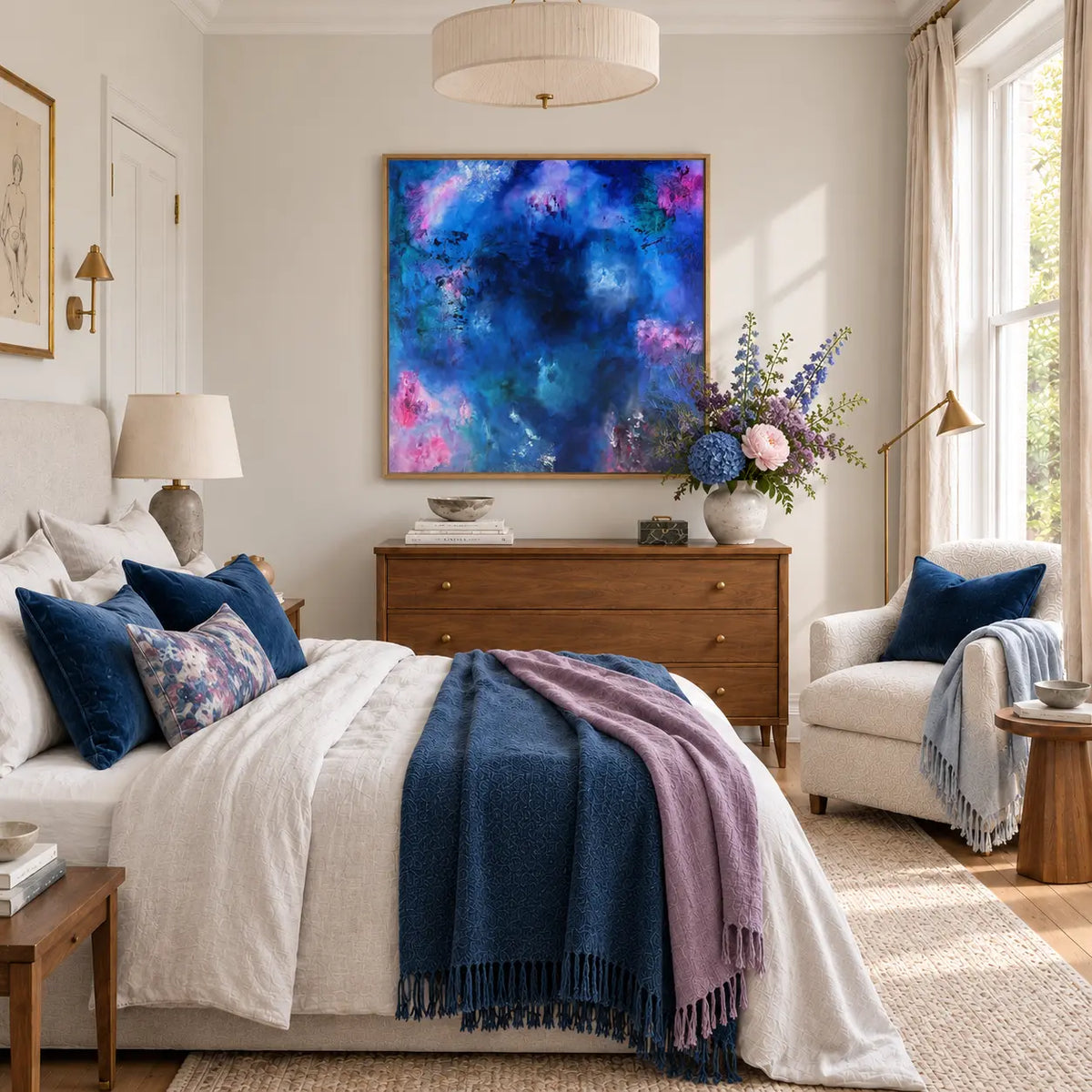 Nyx framed canvas print in a bedroom