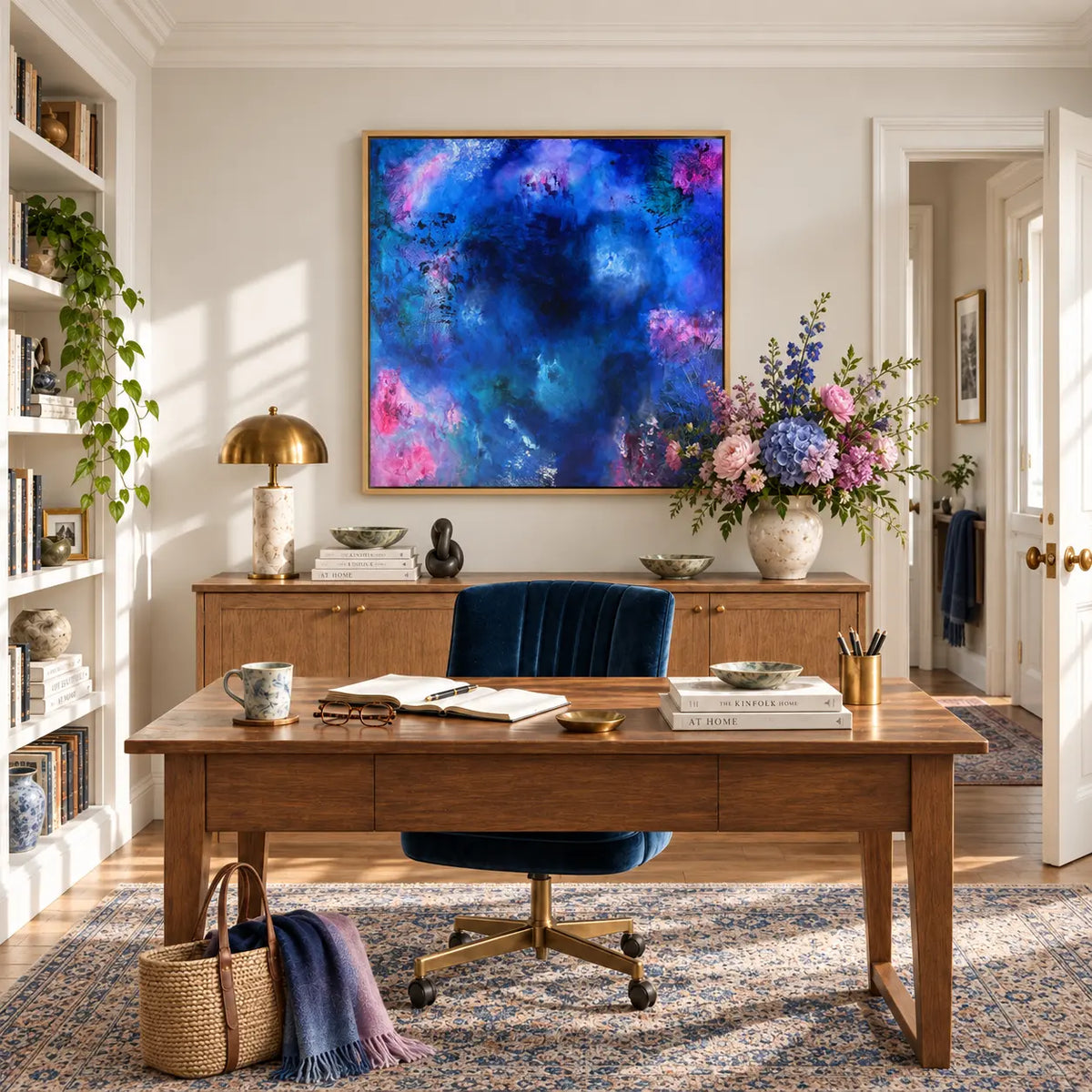 Nyx framed canvas print in a woman’s office