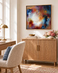 Phoebe original artwork — 20 × 20 inches, oak float frame, scene 08