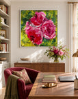 Physis original artwork in a white float frame in an angled writing room, by Nicola Bird